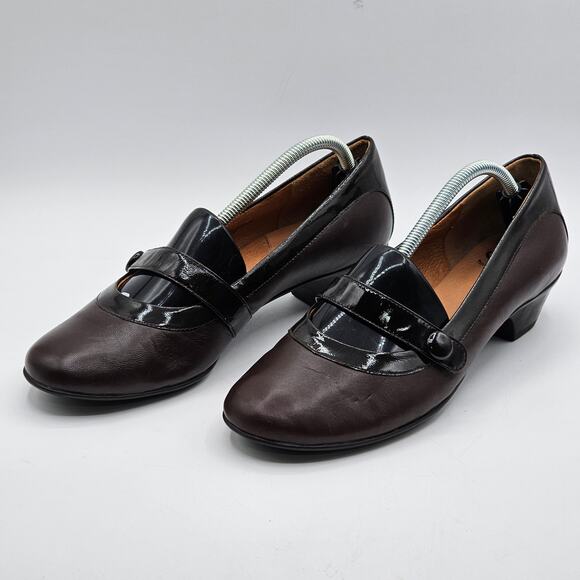 Sofft Mary Janes Womens 8.5 Leather Two-Tone Brown Heel Closed Toe Comfort Shoe - Picture 3 of 7